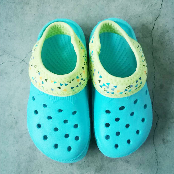 Round Dots Printing Glitter Clog for Kid