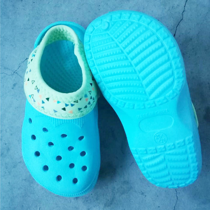 Round Dots Printing Glitter Clog for Kid